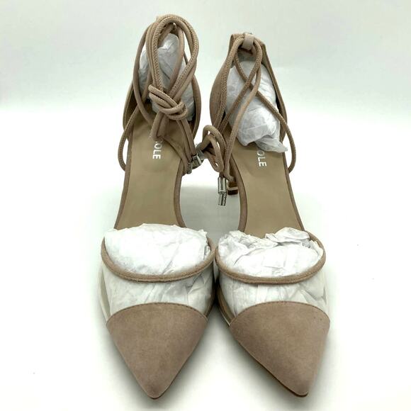 Kenneth Cole Heels NIB Women's Size 6.5M Dusty Rose Riley Suede Tie Vinyl - Picture 4 of 11